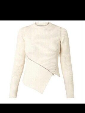 Alexander Wang Asymmetrical Cotton Zip Sweater Large